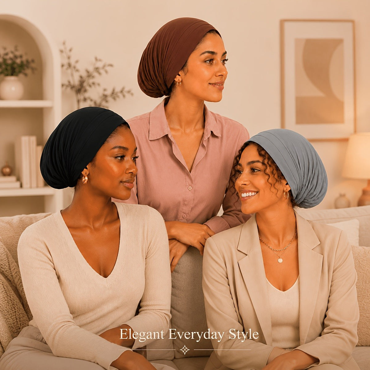Hijab Undercaps 3-Pack for Women, Breathable Non-Slip Solid Color Muslim Headwear for Everyday Headscarf Layering and Travel Outfit Coordination