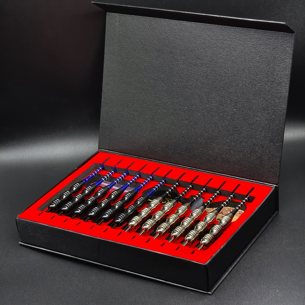 Metal Tip Darts Gift Set with Aluminum Alloy Shafts and Skull Flights, Boxed 6 or 12 Body Options with Extra Flights for Adult Indoor Game Nights