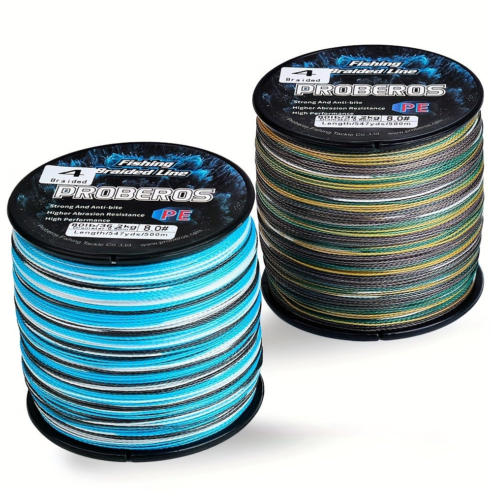 4-Strand Braided Fishing Line, 547-Yard Polyamide Spool with Abrasion Resistance, Zero Stretch and 6–80 lb Test Options for Anglers