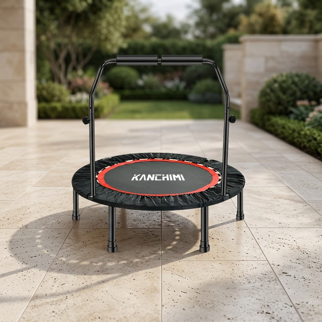 40-Inch Foldable Fitness Trampoline for Adults, Compact Indoor Exercise Rebounder for Home Gym Cardio Sessions and Everyday Workout Routines