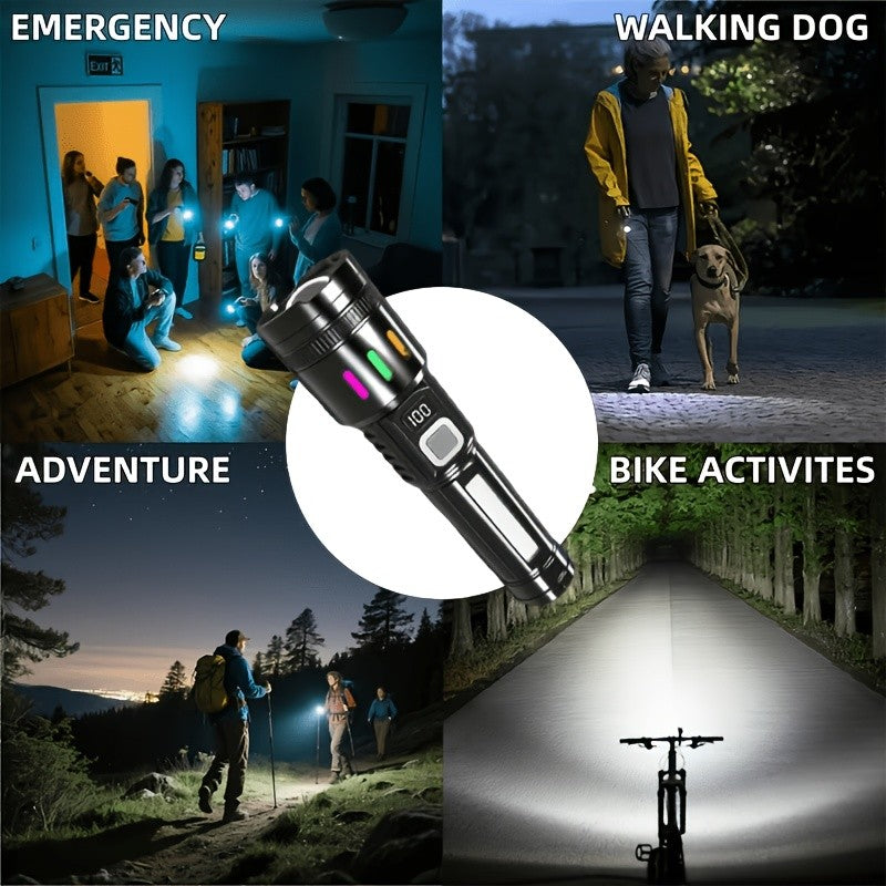 2-Piece Rechargeable LED Flashlight Set with Zoomable Beam and Carry Case