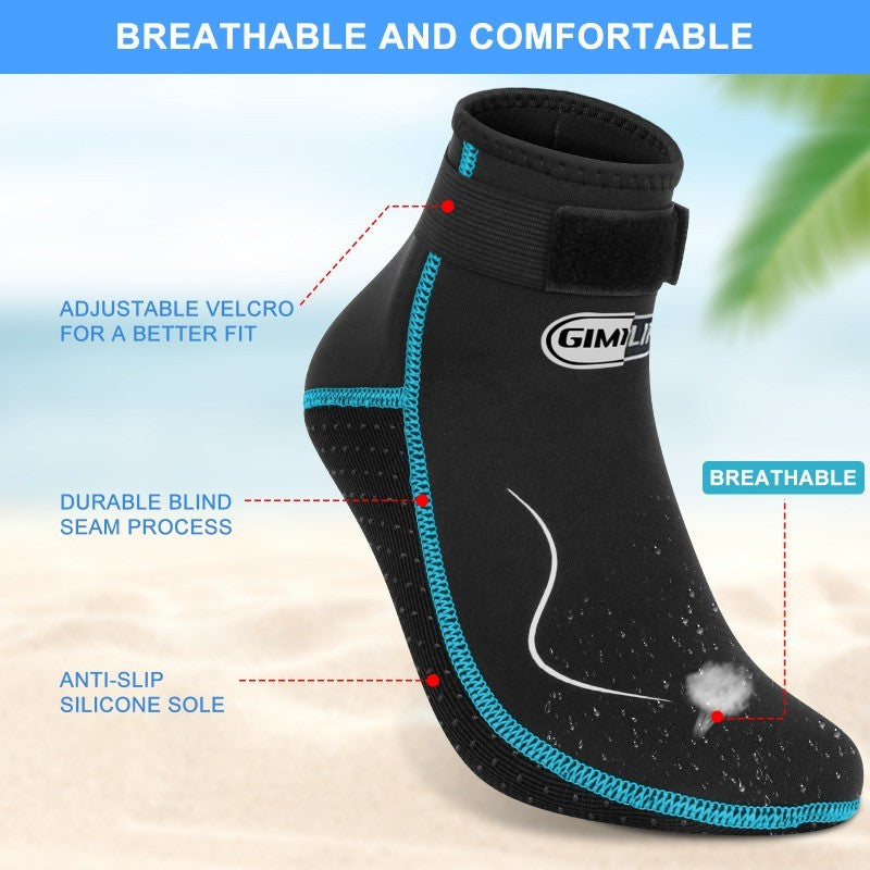 3mm Neoprene Water Socks for Women and Men, High-Cut or Low-Cut Wetsuit Footwear with Rubber Grip Soles for Snorkeling, Surfing and Swimming
