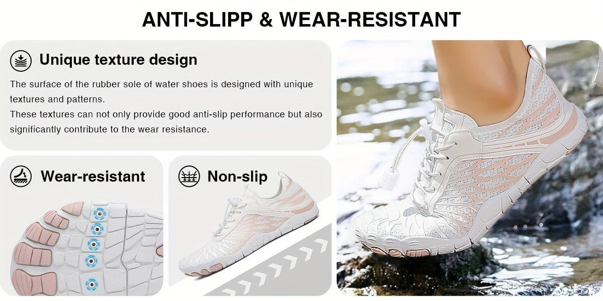 Women's Wide Toe Box Hiking Sneakers, Minimalist Barefoot-Style Trail Running Shoes with Non-Slip Design in White, Black and Pink Red