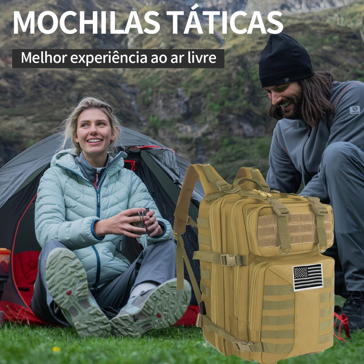 13.21-Gallon Tactical Backpack for Outdoor Travel, Unisex Large-Capacity Pack with Selectable Colors and Separate Small Bag Options for Everyday Adventures