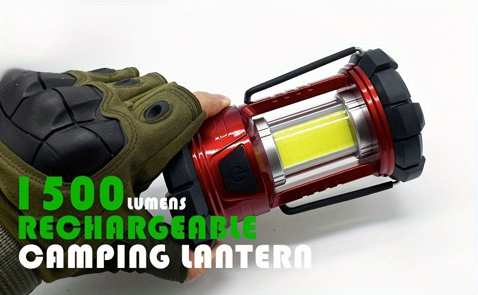 3-Mode Rechargeable Camping Lanterns 2-Pack with Phone Charging, LED Portable Lights with Listed 1500LM Output for Campsites and Power Outages