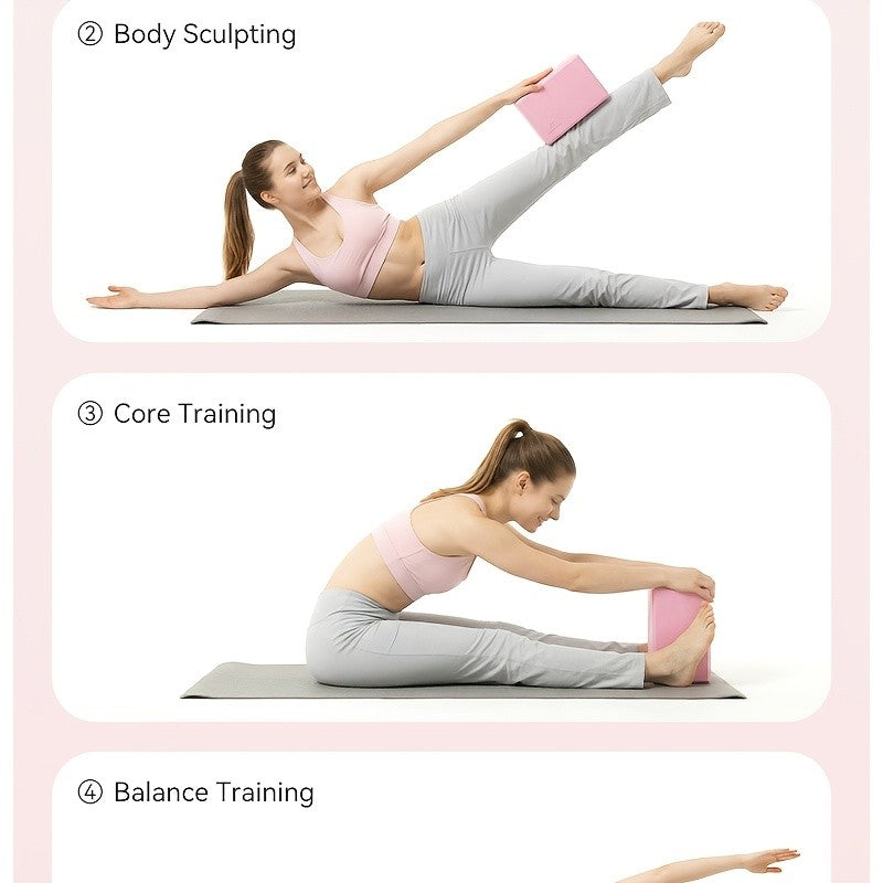2-Piece Color-Block EVA Yoga Mat Set for Stretching, Pilates and Home Workouts