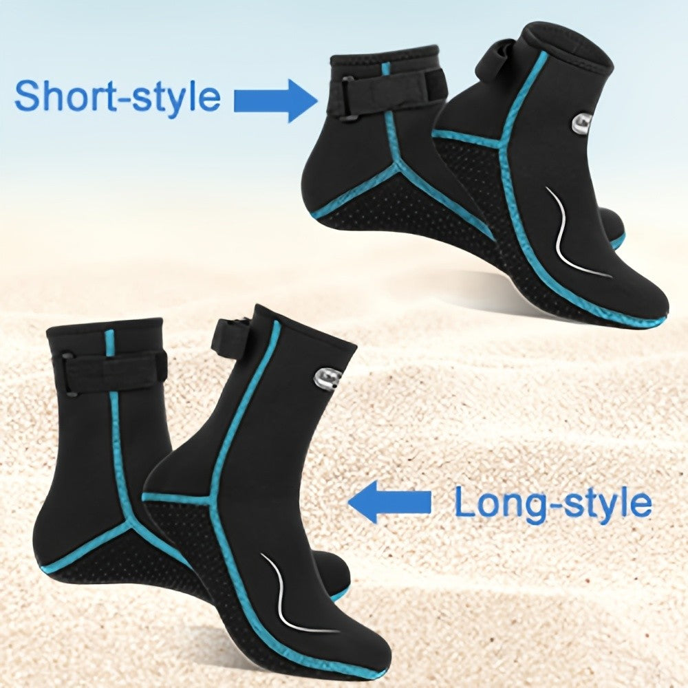 3mm Neoprene Water Socks for Women and Men, High-Cut or Low-Cut Wetsuit Footwear with Rubber Grip Soles for Snorkeling, Surfing and Swimming