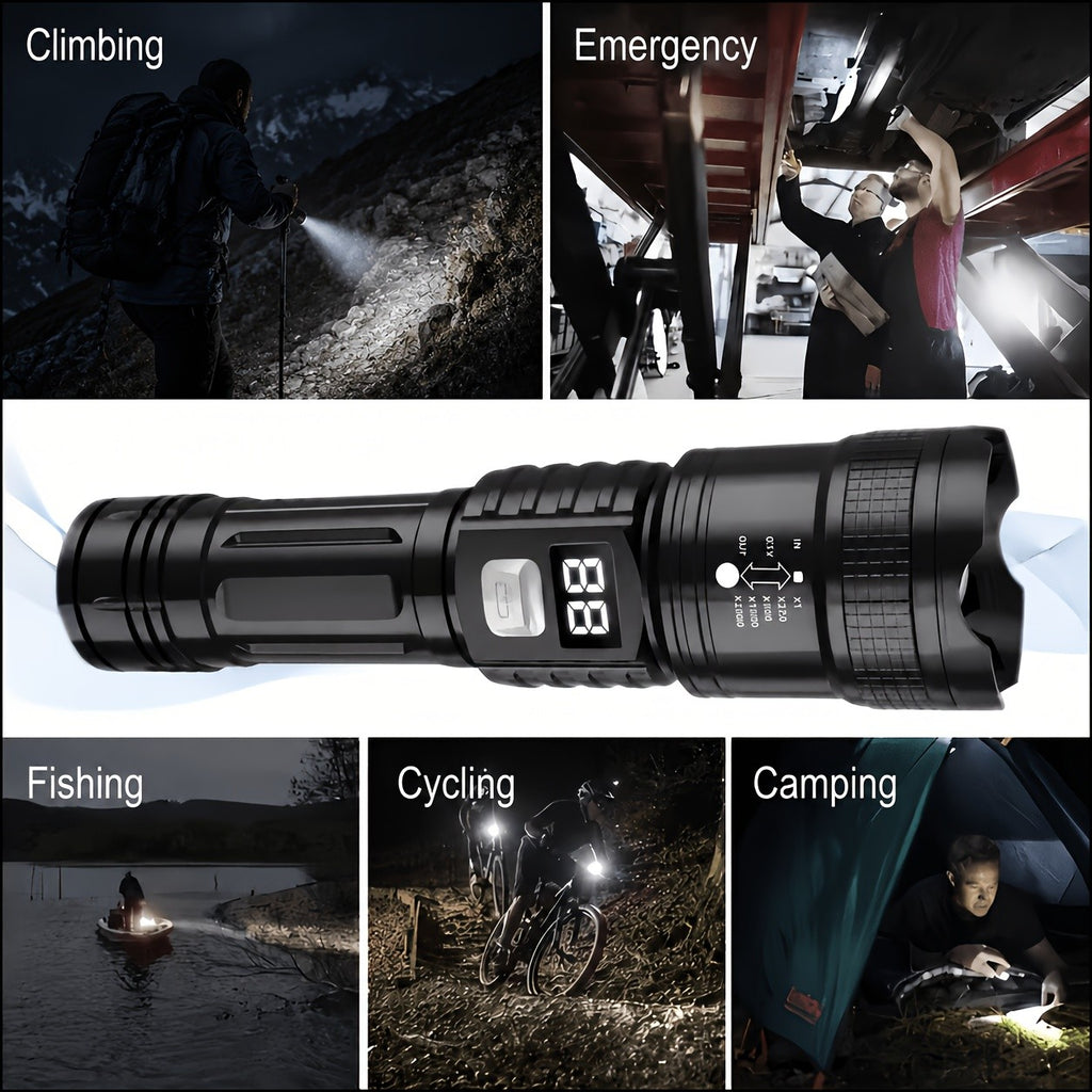 3-Mode USB Rechargeable LED Flashlights 2-Pack, Gray Button Handheld Light Set for Camping, Household Tasks and Power Outage Backup Lighting