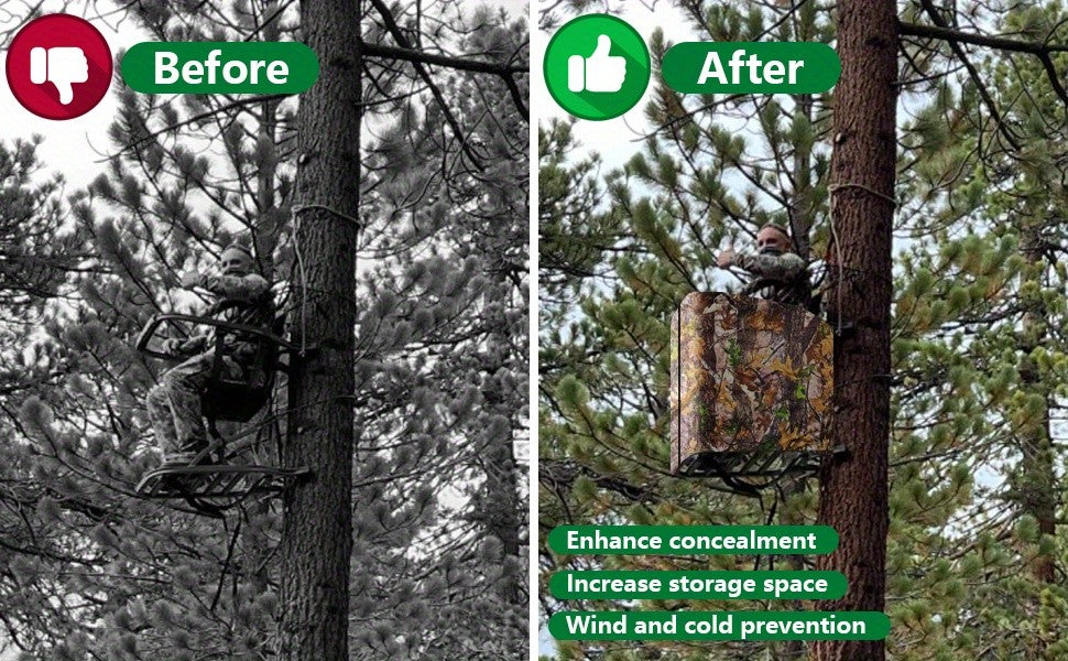 Treestand Camo Blind Cover with Zipper, Woodland Camouflage Hunting Screen for Deer and Turkey Setups, Cover Only with Frame Not Included