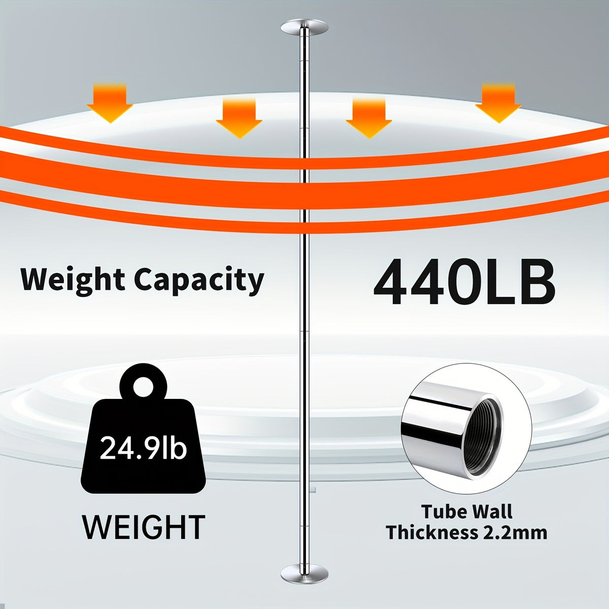 45mm Dance Pole with Spinning and Static Modes, Height-Adjustable Removable Portable Design for Home Practice, Studio and Club Settings