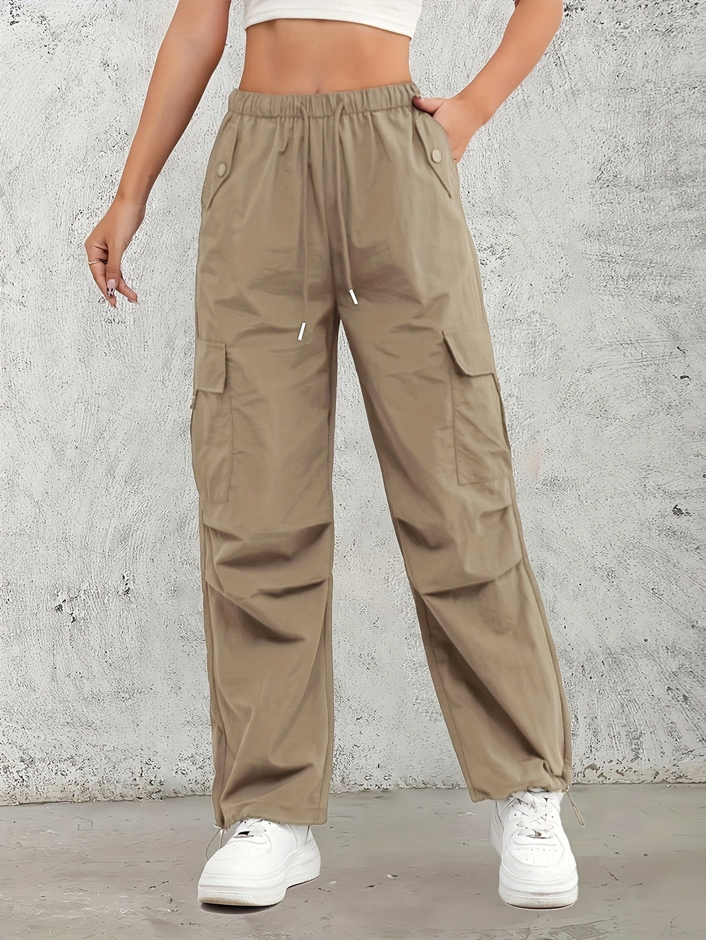 High-Waisted Work Pants for Women 3-Pack with Elastic Drawstring Waist and Multiple Pockets, Lightweight Breathable Casual Trousers in Color Sets, S–XXL