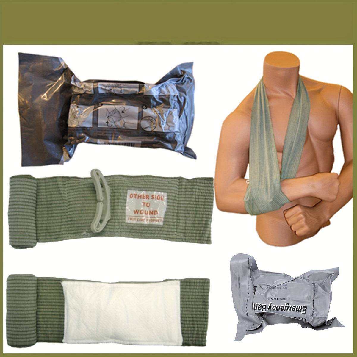 4-Inch Emergency Trauma Bandages, Vacuum-Sealed First Aid Supply Refills in 3-Pack or 6-Pack Options for Home and Outdoor Preparedness