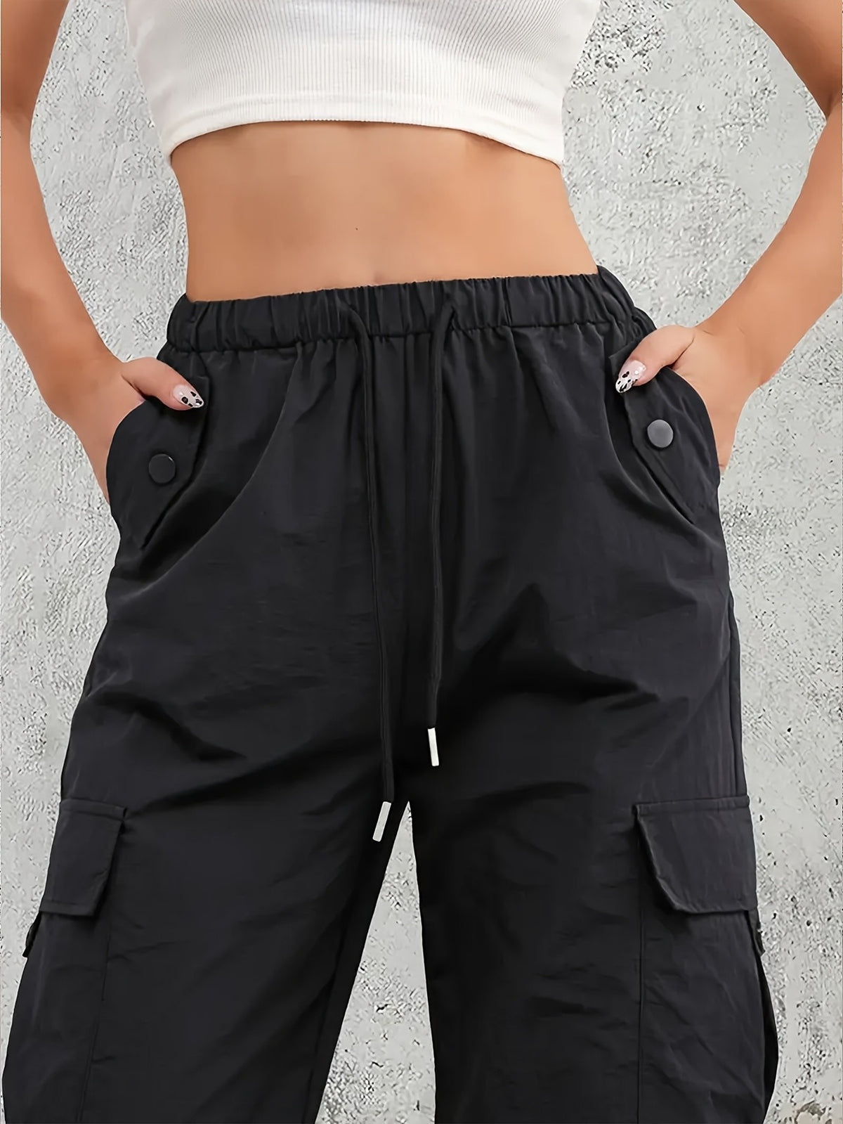 High-Waisted Work Pants for Women 3-Pack with Elastic Drawstring Waist and Multiple Pockets, Lightweight Breathable Casual Trousers in Color Sets, S–XXL