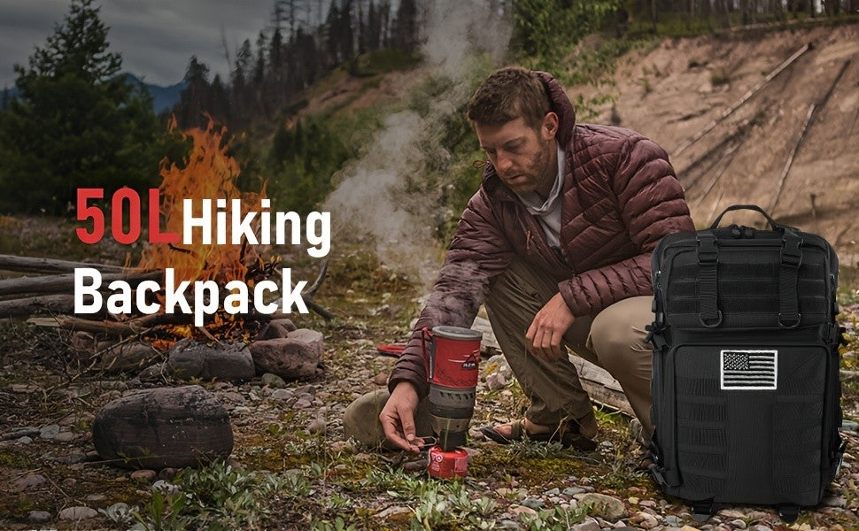 13.21-Gallon Tactical Backpack for Outdoor Travel, Unisex Large-Capacity Pack with Selectable Colors and Separate Small Bag Options for Everyday Adventures