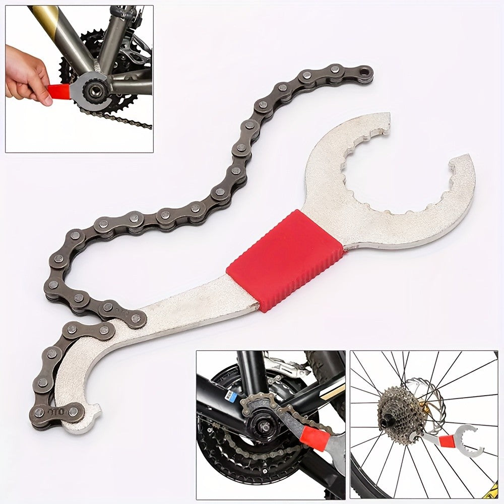 Bicycle Repair Tool Kit with Chain Whip, Chain Breaker, Crank Puller and Freewheel Remover, Listed 10-Piece Steel Set for Home Bike Maintenance