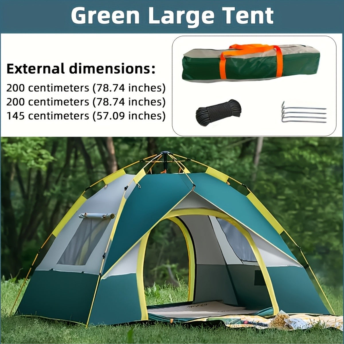 4-Person Pop-Up Camping Tent with Insect Net and Zipper Closure, Automatic Outdoor Sunshade Shelter in White and Green Color Options