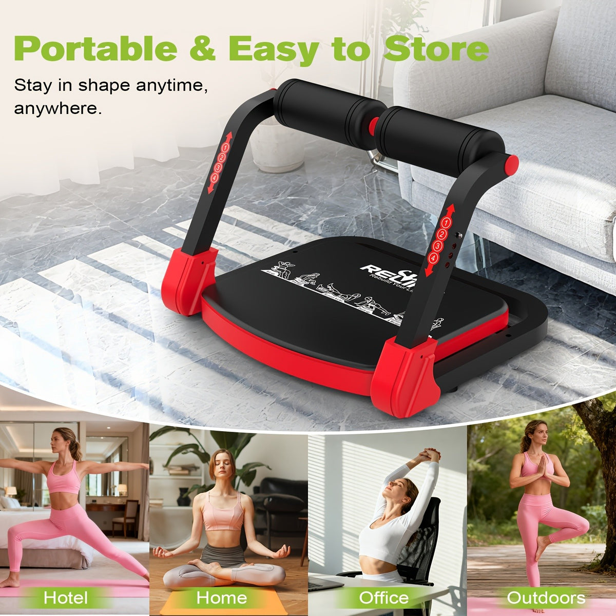 Adjustable Resistance Ab Crunch Machine for Home Gym, Foldable Core Exercise Equipment with Rebound System, Foam Cushion and Steel Frame, Blue or Black