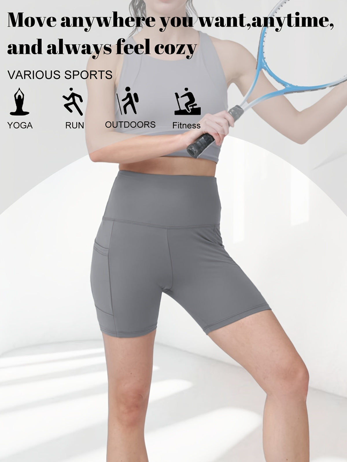 Stretch Yoga Shorts for Women with High-Waisted Design, Black or Dark Gray Workout Bottoms for Fitness, Running and Casual Wear, Sizes S–XXL