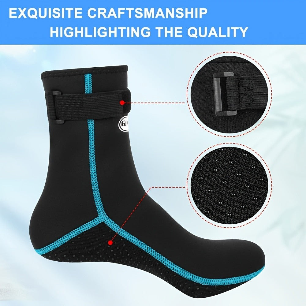 3mm Neoprene Water Socks for Women and Men, High-Cut or Low-Cut Wetsuit Footwear with Rubber Grip Soles for Snorkeling, Surfing and Swimming