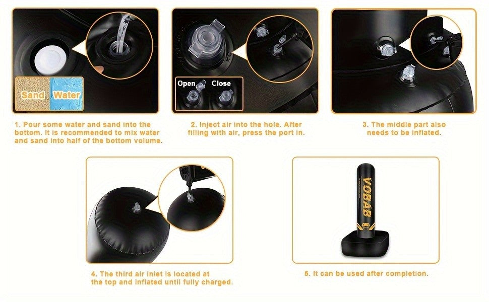 Boxing Punching Bag with Stand, 70-Inch Freestanding Black and Yellow Training Bag for Adult Home Gym MMA, Muay Thai and Karate Practice