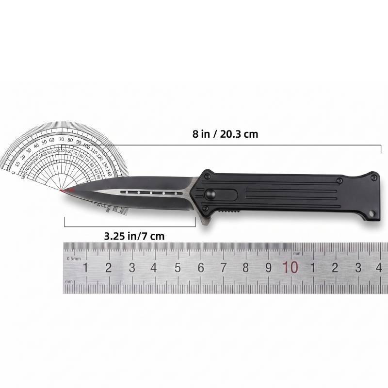 440 Stainless Steel Pocket Knife with Aluminum Handle and Liner Lock, 8-Inch Overall Length and 3.25-Inch Blade, Belt Clip Tool for Adult Camping Utility