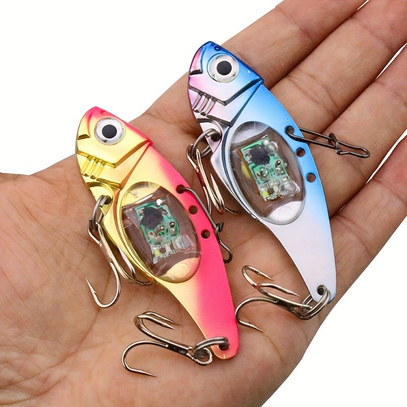 Electronic Fishing Lure Fish-Shaped Bait with Sound, Vibration and Illuminated Detail, Aluminum Alloy Angling Gear in Blue or Red Multi-Pack Options
