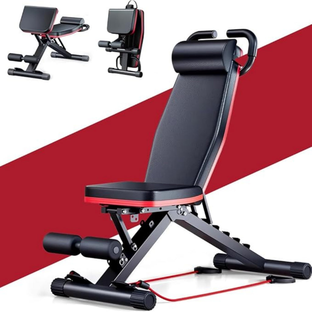 Folding Roman Chair Weight Bench, Multi-Function Home Gym Fitness Bench with Reinforced Frame, Thick PU Cushion and Adjustable Model Options