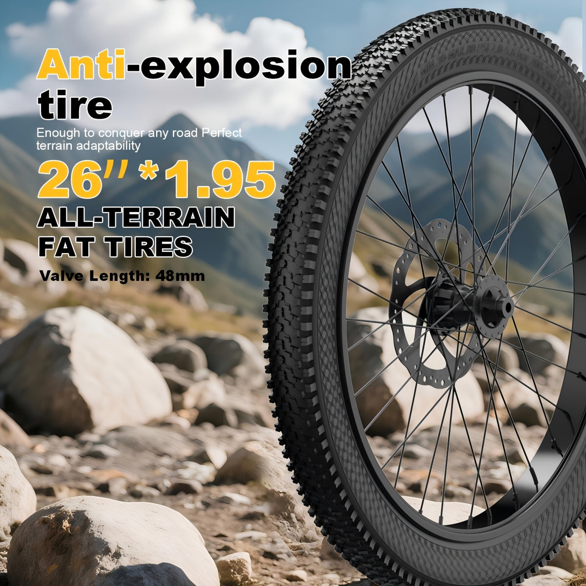 26 Inch Mountain Bike Tires 2-Pack, Lialex 26x1.95 Folding MTB Bicycle Tire Replacement with Anti-Puncture Weave, High Traction for Road, Trail & Off-Road Riding