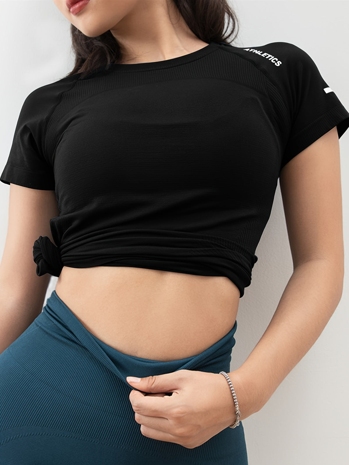 3-Pack Women's Workout T-Shirts for Running and Yoga, Short-Sleeve Crew-Neck Letter Print Athletic Tops in Four Color Combinations