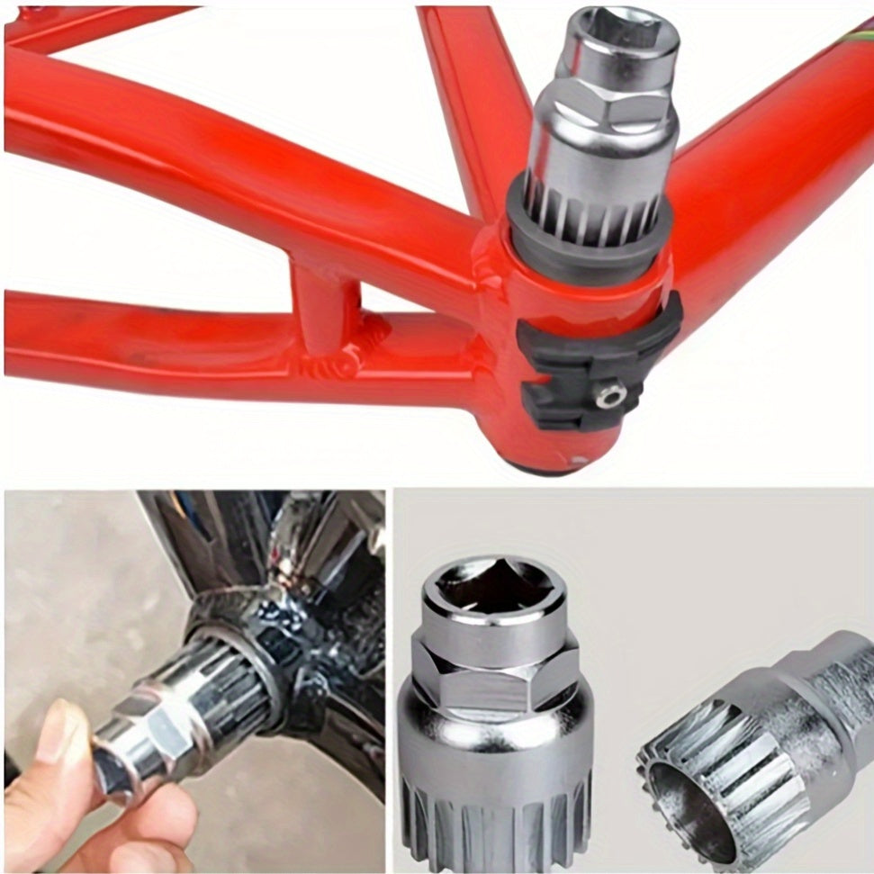 Bicycle Repair Tool Kit with Chain Whip, Chain Breaker, Crank Puller and Freewheel Remover, Listed 10-Piece Steel Set for Home Bike Maintenance