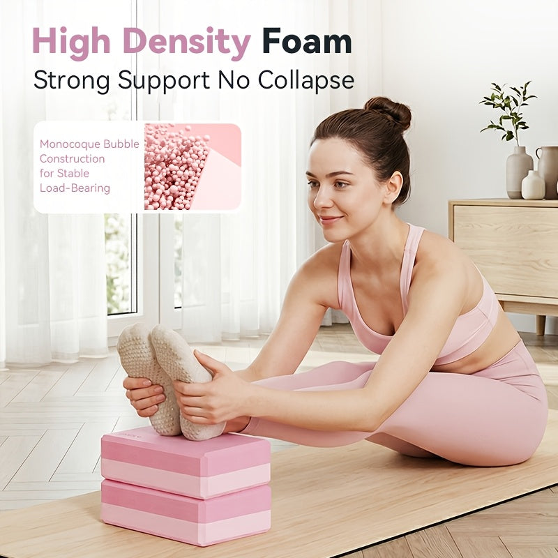 2-Piece Color-Block EVA Yoga Mat Set for Stretching, Pilates and Home Workouts