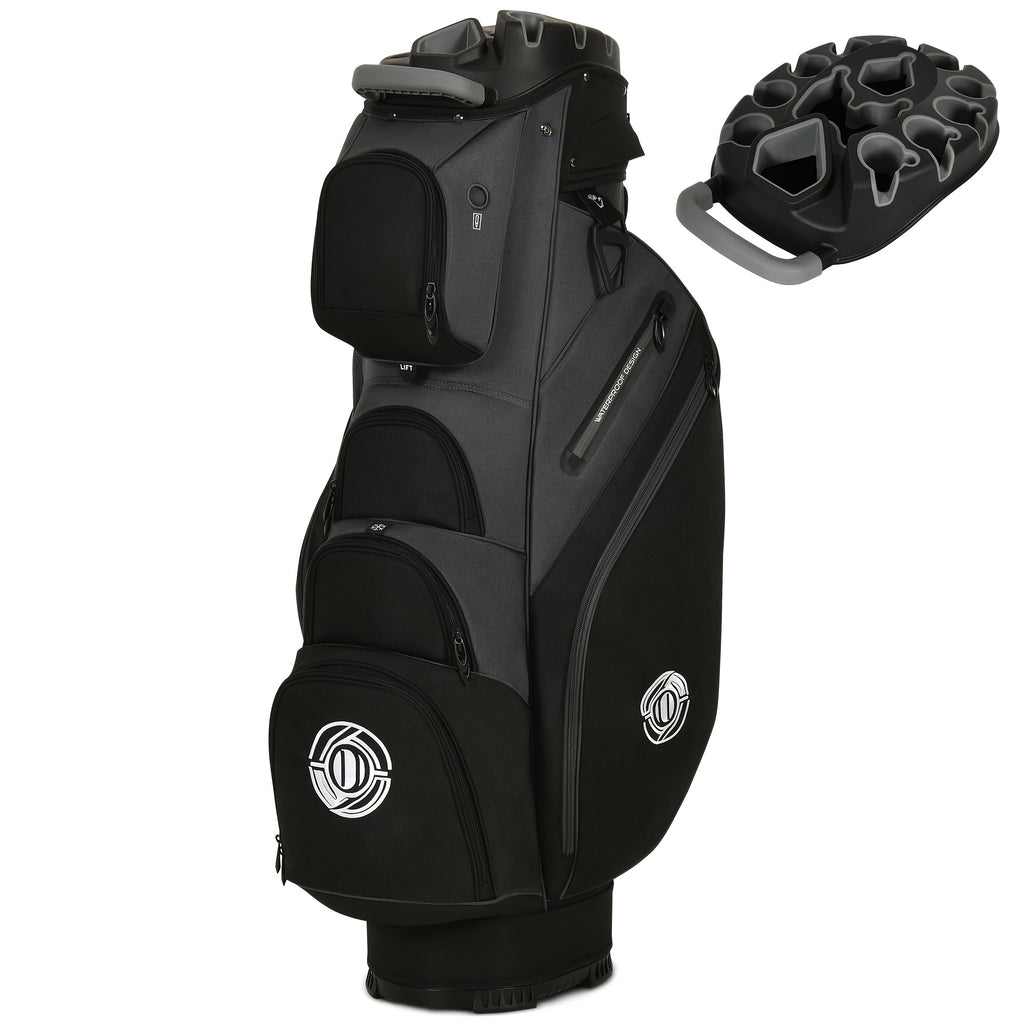 Golf Cart Bag with 14-Way T-Lock Club Divider, 8 Storage Pockets and Rain Cover, Padded Shoulder Strap and Cart Strap Pass-Through for Organized Rounds