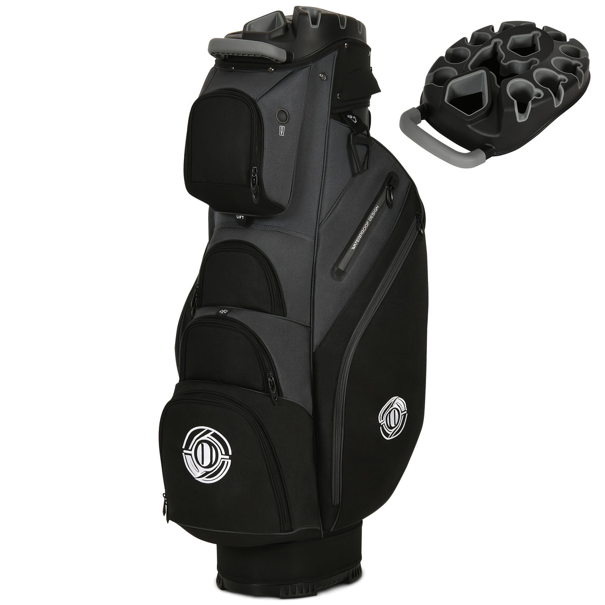 Golf Cart Bag with 14-Way T-Lock Club Divider, 8 Storage Pockets and Rain Cover, Padded Shoulder Strap and Cart Strap Pass-Through for Organized Rounds