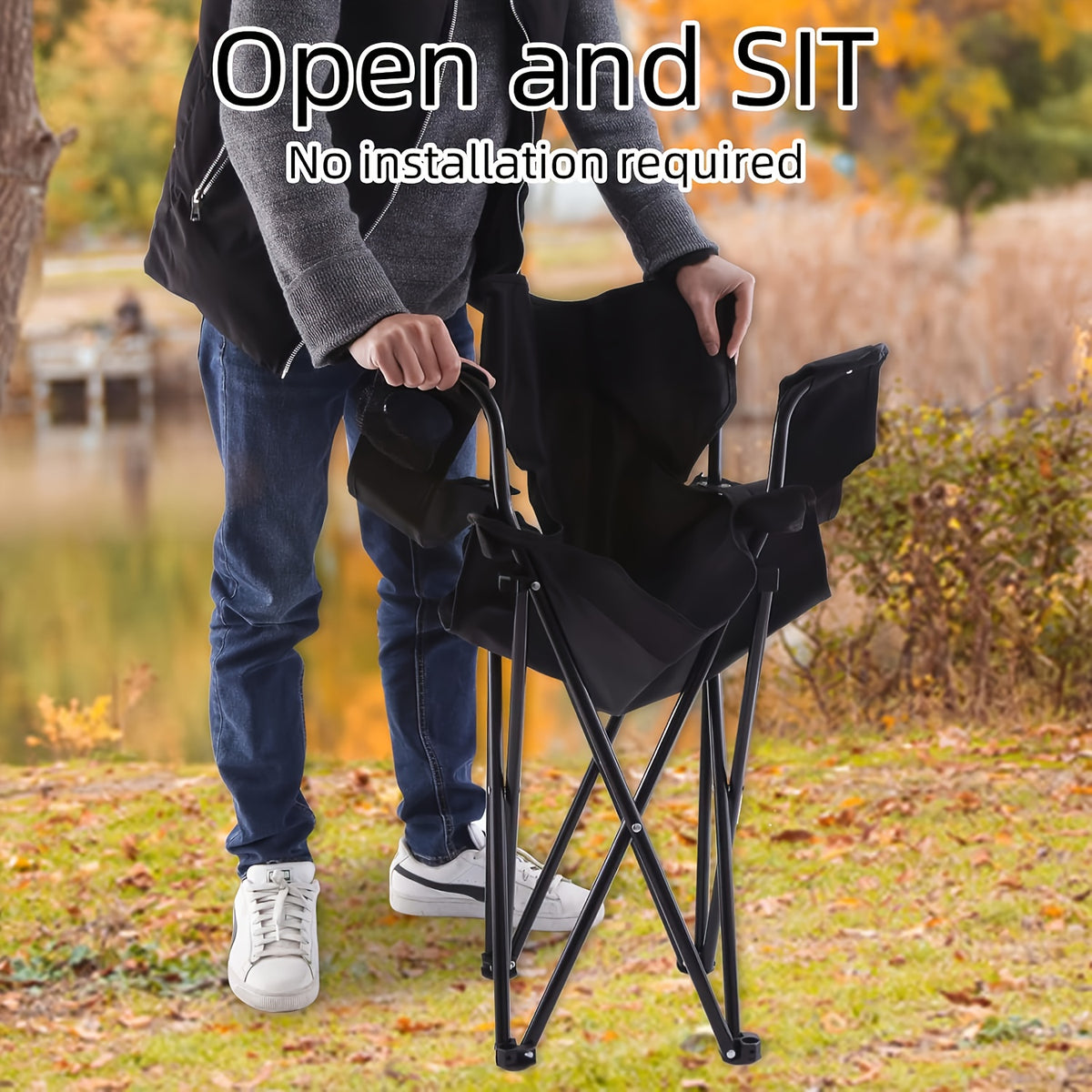 2-Pack Folding Camping Chairs with Cup Holders and Carry Bags