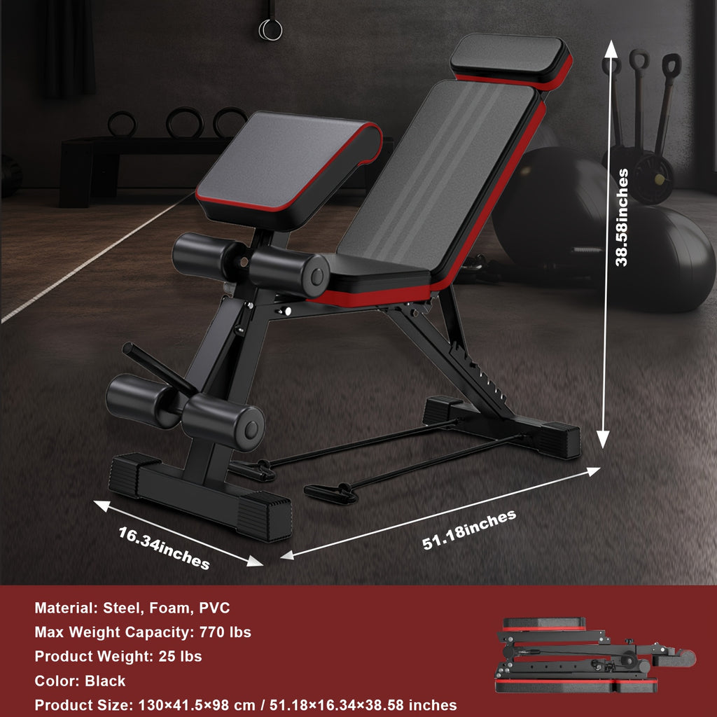 Folding Roman Chair Weight Bench, Multi-Function Home Gym Fitness Bench with Reinforced Frame, Thick PU Cushion and Adjustable Model Options