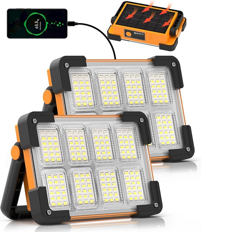 144 LED Solar Work Light with 4 Lighting Modes, Portable Rechargeable Light for Car Repairs and Outdoor Tasks, Available in 1, 2 or 3-Pack Options