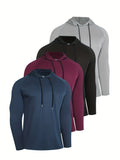 Polyester Athletic Hoodies for Men 4-Pack, Quick-Dry Long Sleeve Hooded Sweatshirts with Regular Fit and Mixed Colors for Running and Workouts, S–XXXL