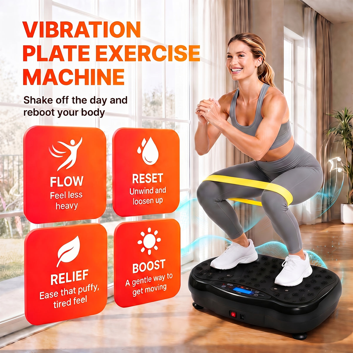 200W Vibration Plate Exercise Machine for Home Gym, 9 Programs and 100 Speed Levels with Remote, Compact Fitness Platform Rated to 330 lb