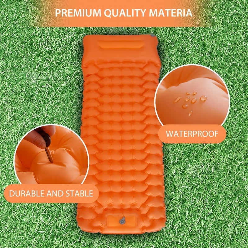 Inflatable Camping Sleeping Pad, 75 x 24 Inch Sleep Mat with Built-In Pump, Carry Bag and Repair Kit for Compact Outdoor Overnight Gear