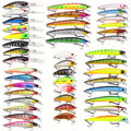 43-Piece Minnow Fishing Lures Set, Durable Plastic Crank Baits for Freshwater and Saltwater Angling, Artificial Bait Selection for Fishing Tackle