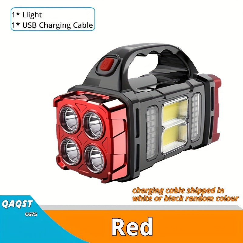 Solar Rechargeable Lantern Flashlight with 1800mAh Battery, USB Charging, 4-Mode COB Work Light & Emergency Power Bank for Camping