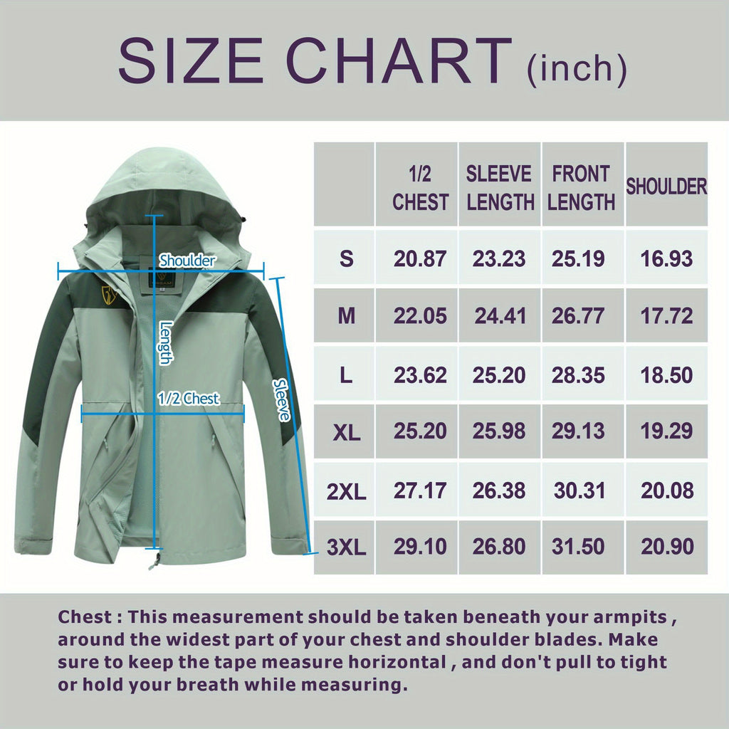 Packable Rain Jacket for Women, Lightweight Hooded Windbreaker with Mesh Lining, Detachable Hood, Adjustable Cuffs and Zipper Pockets for Light Rain