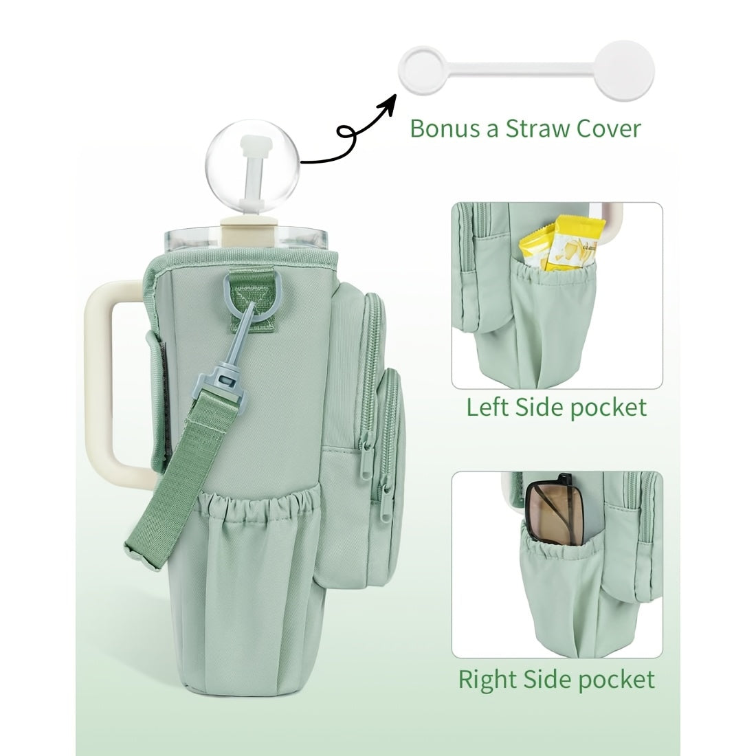 40 oz Water Bottle Carrier Sling Bag with Phone Pocket