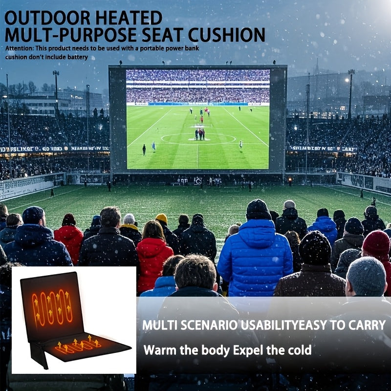 USB Heated Seat Cushion, Foldable Portable Warming Pad with 3 Adjustable Modes for Camping and Stadium Seats, Power Bank Not Included