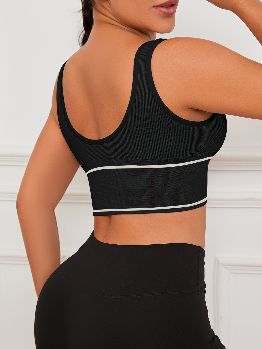 Cross-Back Sports Bras for Women 4-Pack, Wireless Seamless Workout Bra Set with Removable Padding in Mixed Colors for Yoga and Running, S–XXL