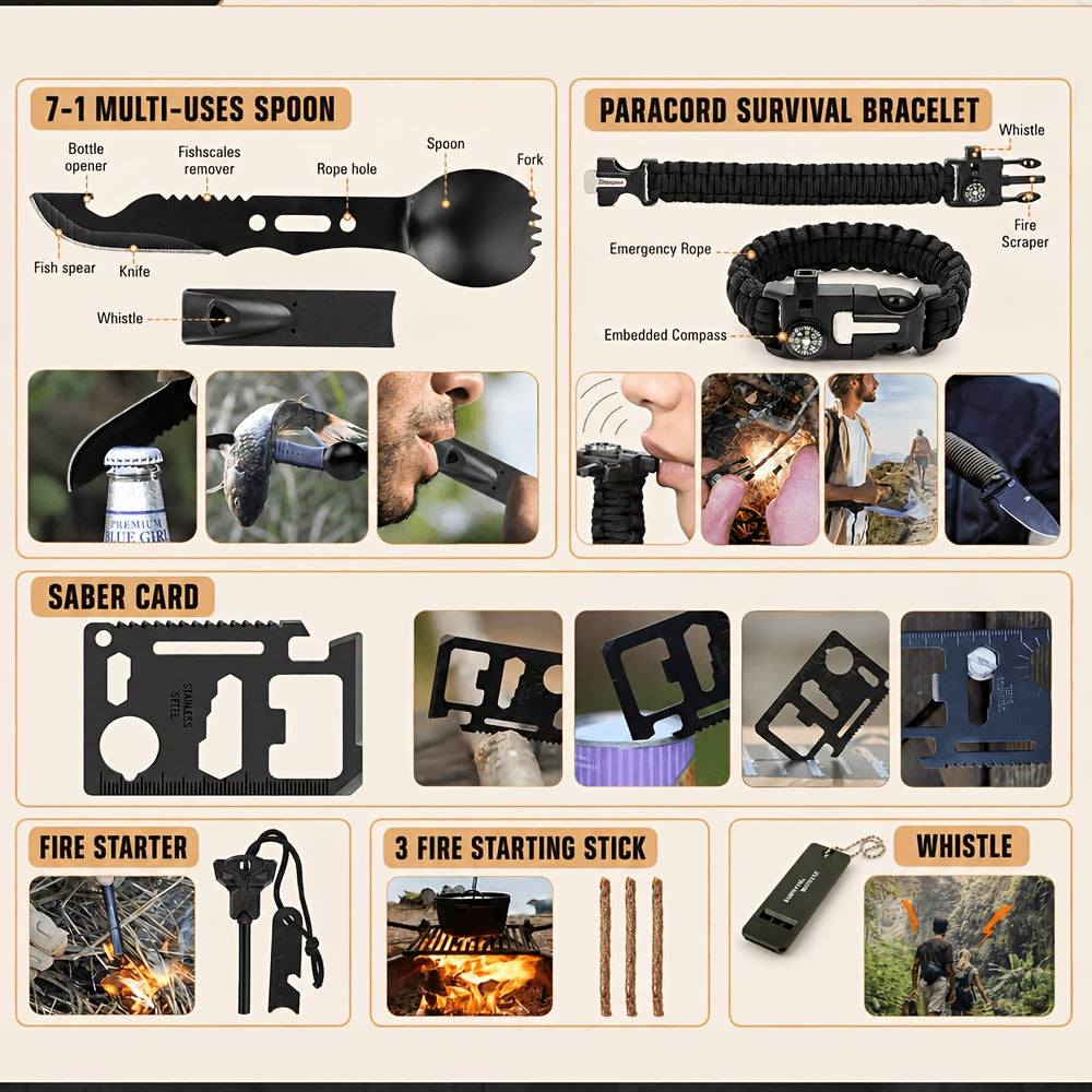 255-Piece Survival First Aid Kit with MOLLE-Compatible Bag and Emergency Tent, Outdoor Preparedness Gear for Hiking and Earthquake Planning