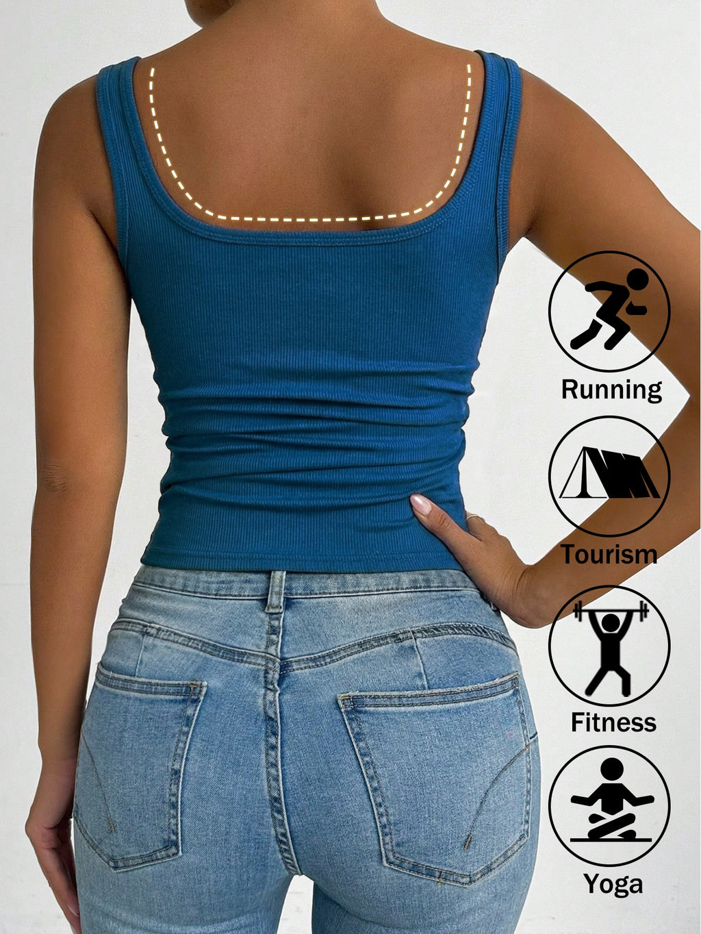 Women's Fitted Tank Tops 4-Pack, Mixed-Color Solid Layering Vest Shirts for Spring and Autumn, Everyday Inner or Outer Wear in Sizes S–XXL