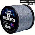 1094-Yard Braided Fishing Line with 4-Strand Construction, Abrasion Resistance and Listed Zero Stretch, 6–80 lb Test in Gray, Green and Camouflage Options
