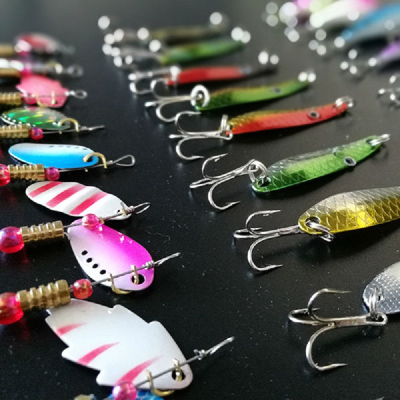 Spinner and Spoon Fishing Lure Kit 30 Pieces, ABS and Iron Hard Baits with Crankbaits for Bass, Trout, Crappie and Walleye Tackle Selection