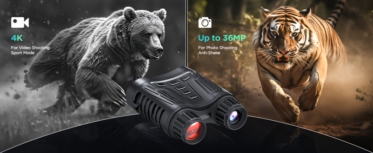 4K Digital Night Vision Goggles with 3.2-Inch Screen, 8X Digital Zoom and 64GB Memory Card for Adult Camping, Hunting and Outdoor Photo Video Capture